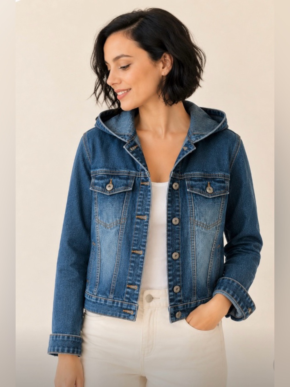 BONGO Women's Classic Hooded Blue Jean Jacket